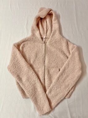 SKIMS Cozy Knit Sherpa Full Zip Up Hoodie Jacket Dusk Pink